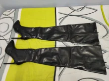 Jialuowei-Botas altas hasta el muslo con tacón de aguja, Botas Largas por encima de la rodilla con cremallera Sexy, lacado, charol, color negro, de talla grande 36-46