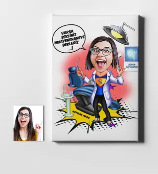 

Personalized Women 'S Dentist Cartoon Canvas Table (50x70 cm.) 1