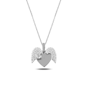 

KUTAYDAN Zircon Cubic Zirconia Opens Heart Pendant 925 Sterling Silver