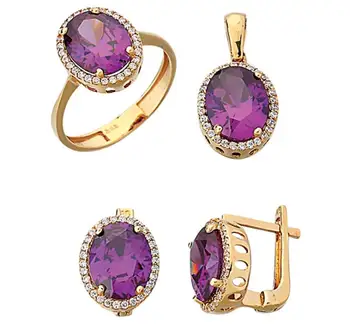 

Purple Oval Cubic Zirconia Gold Suit 01-550-TTR019