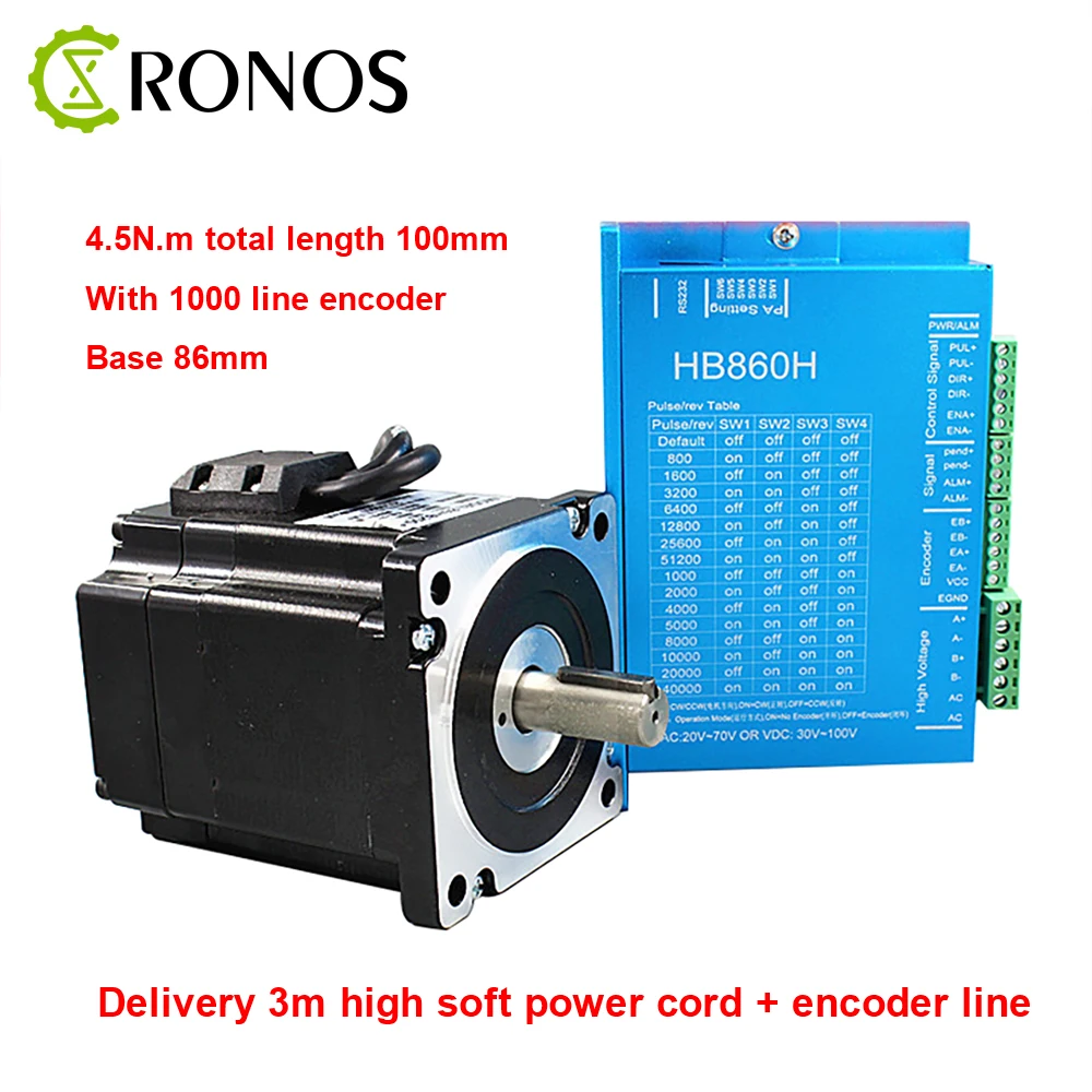 Nema 34 4.5N.m 86 Closed Loop High Speed Stepper Motor Set With Encoder Stepper Motor + Driver