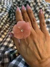 Anillos De Compromiso coreanos con flores acrílicas para mujer, joyería minimalista de resina, anillo de dedo rosa para niña y mujer