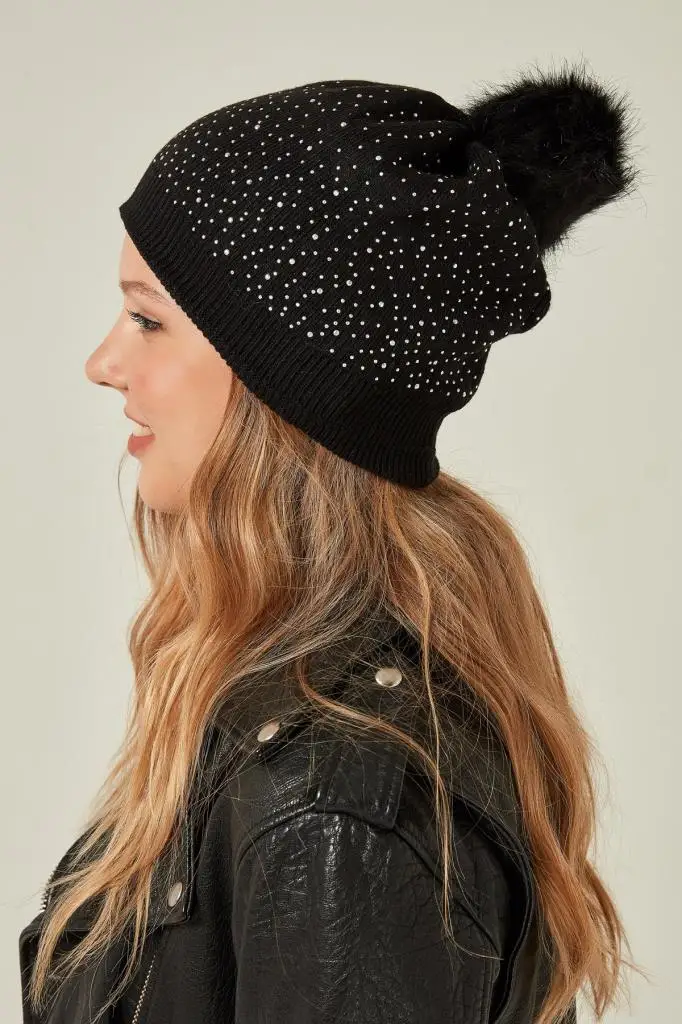 12726 Cubic Zirconia Black Coton Beret