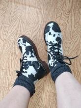 Las mujeres botas de moto Otoño de moda de invierno de Color sólido de botas Martin botas de las mujeres de alta calidad cómodo estampado de vaca botas de mujer