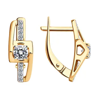 

Sokolov drop earrings with stones in gold with cubic zirconia, fashion jewelry, 585, women's male, long earrings