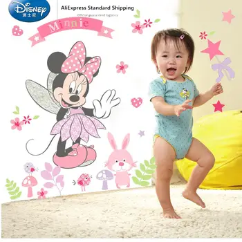 

Disney Pink Minnie Wall Stickers For Kids Baby Girls Rooms Cartoon Vinyl DIY Wallpapers Decals Sticker Mural Nursery Home Decor