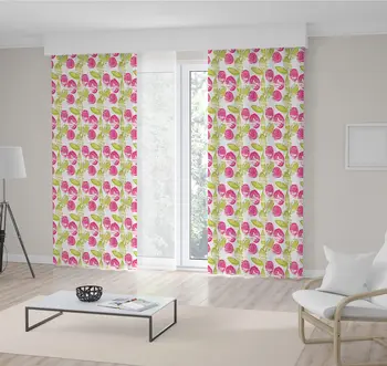 

Curtain Pink Rose Flowers in Green Fuchsia Rough Brush Abstract colorful Art with Stained Grunted Effect