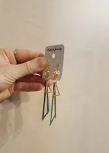 Pendientes con Clip geométrico triangular para mujer, joyería con personalidad coreana, sin Piercing, aretes largos de borla para mujer