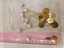 10 piezas de oro Chapado en plata imitación Aleación de perlas cobre largo broche Pin para bricolaje broches solapa vestido piezas de joyería Accesorios