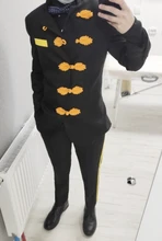 Traje de boda de diseño clásico para hombre, esmoquin de cuello levantado, estilo africano, color negro, azul y morado