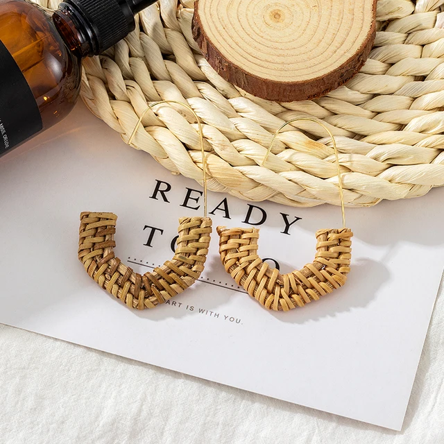 Rattan Open Hoop Earrings