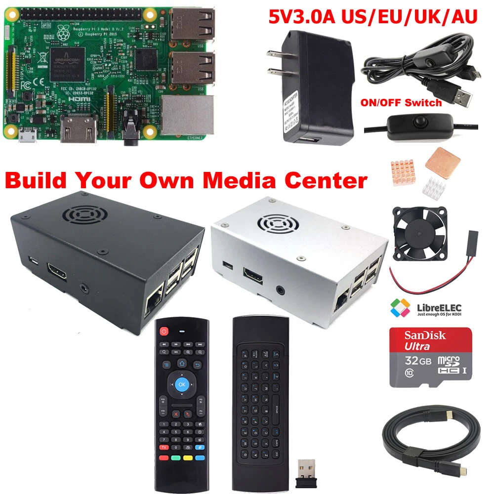 Комплект 3 Raspberry Pi 3 Model B медиацентр Kit M3B01 - Комплект: Комплект 3