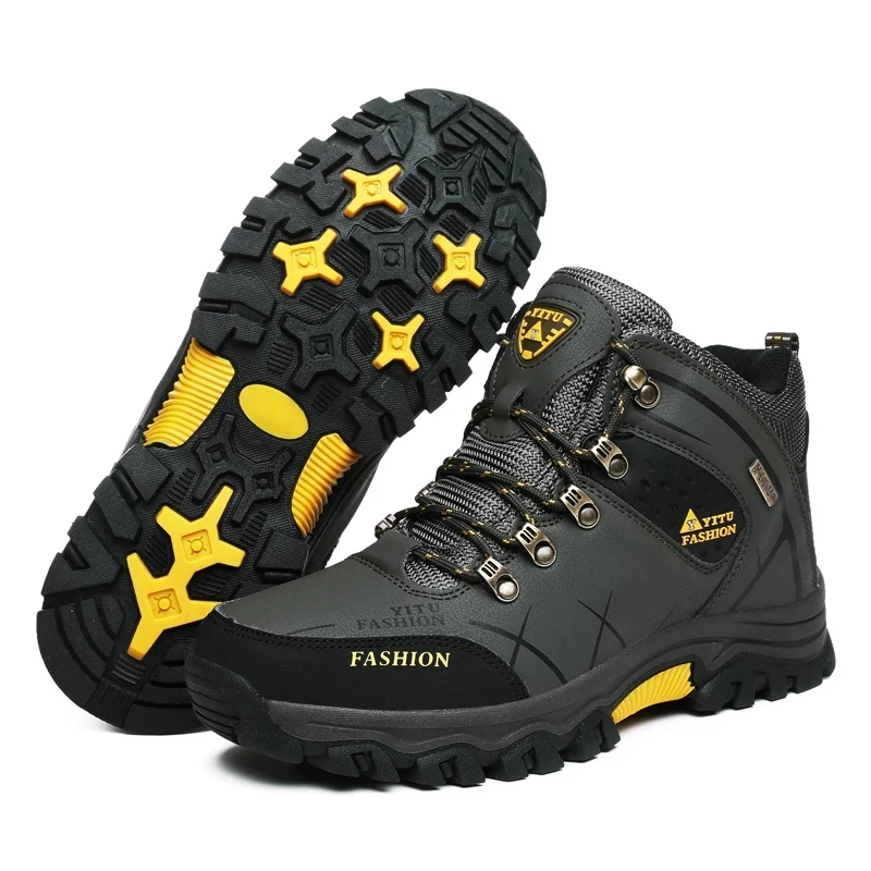 Men Winter Brand Snow Boots Waterproof Leather Sneakers Super Warm Men's Boots Outdoor Male Hiking Work Shoes Plus Size 47