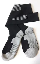 Calcetines deportivos profesionales para hombre y mujer, calcetín largo de esquí térmico, ciclismo de montaña al aire libre, ciclismo, correr, fútbol, color negro y rojo