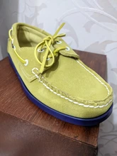 Zapatos de conducción de cuero de ante genuino para hombre y mujer, calzado de Barco clásico Docksides, mocasines planos de diseño de marca, 2019A015