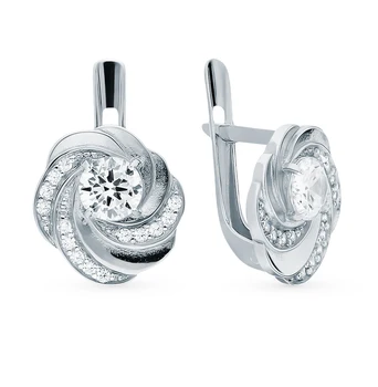 

Silver earrings with cubic zirconia sunlight sample 925 test