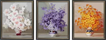

Triptych. Flowers in vases, painting coloring by numbers on canvas color kit p080