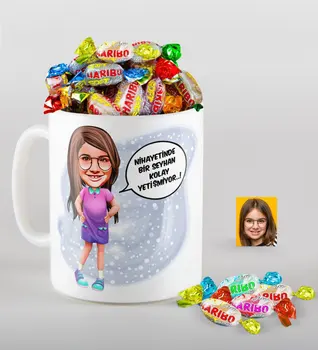 

Personalized Female Child Easy Grow Caricature Of mug And Haribo Fruitbons Candy Gift Seti-5