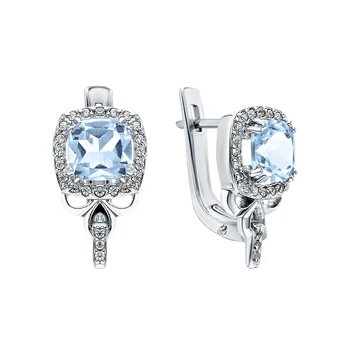 

Silver earrings with Topaz and cubic zirconia sunlight sample 925