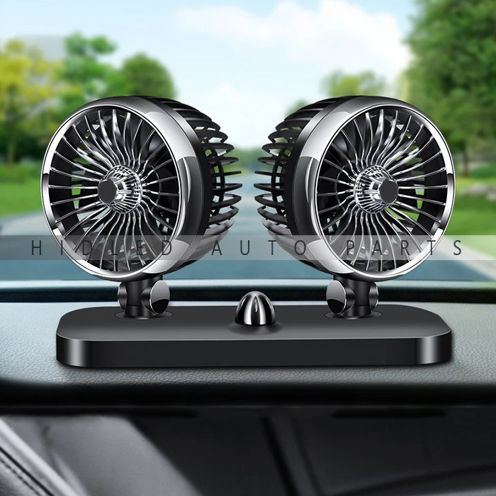 

Universal Use 20w 2 Heads Mini Fan For 12v 24v Vehicles