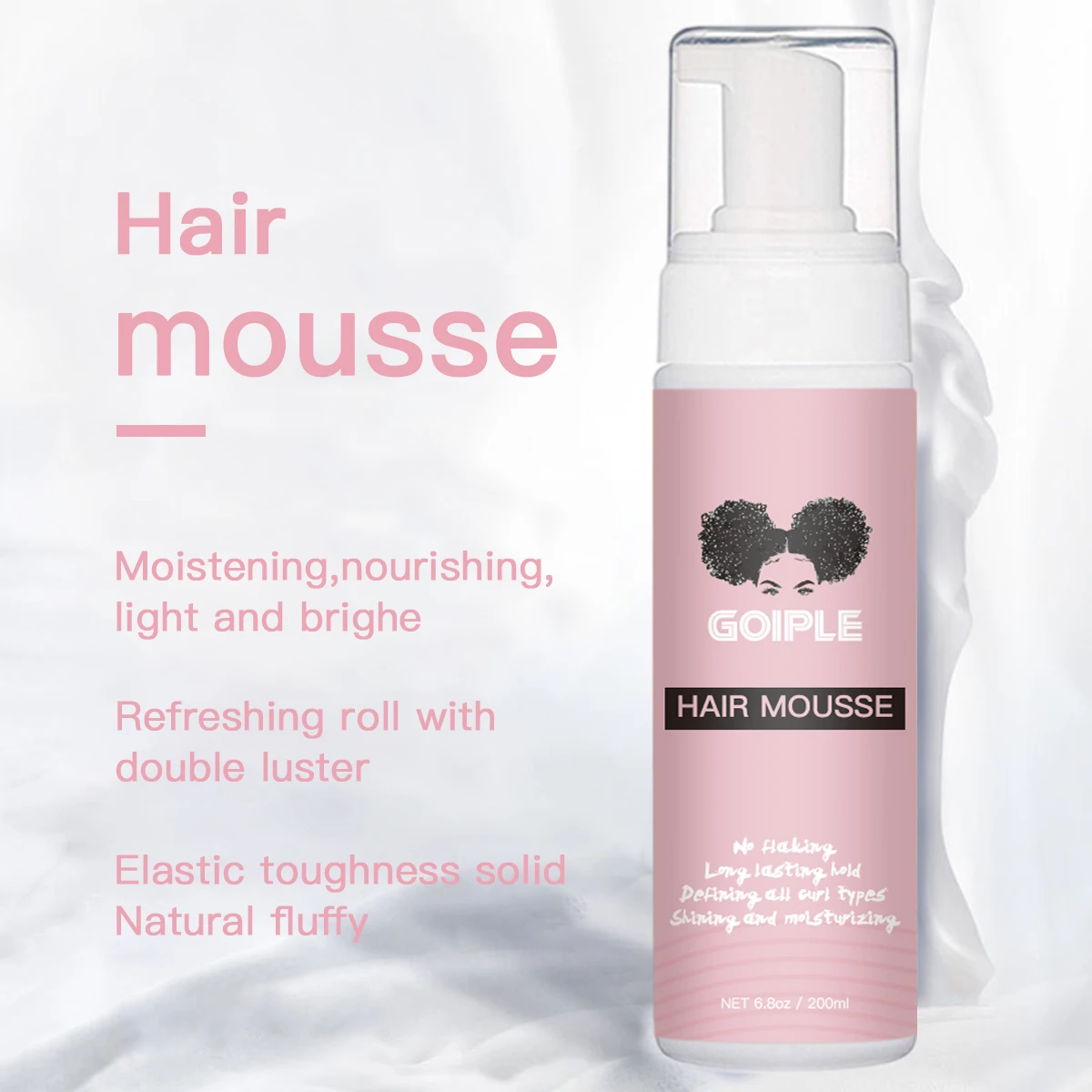 Curly Hair Mousse 200ml Moisturizing Natural Curly Hair Styling Foam for Lace Wig Strong Hold Mouss Foaming Curl Defining Hair Mousse Foam
