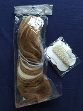 Extensiones de Cabello para mujer, coletas con ondas, 14 pulgadas, pelo sintético Rubio, extensión Natural