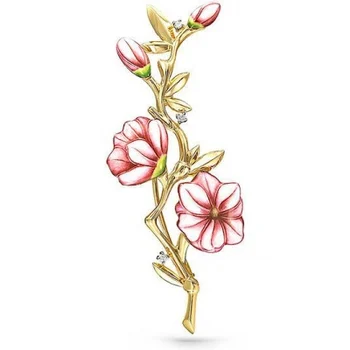 

Kabarovsky brooch flowers with 3 diamonds of yellow gold