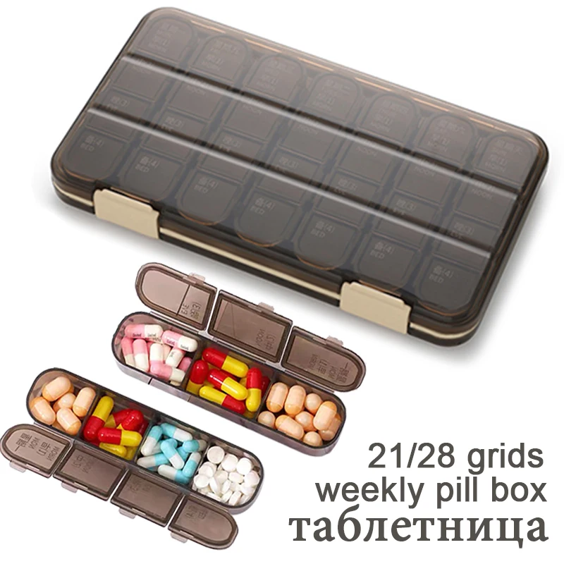 Weekly Pilll Box Large Capacity Medicine Dispenser 7 Day Tablet Organizer Storage Box Compartment Pill Case Container Pastillero