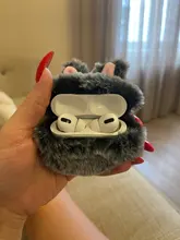 Ear-Fur-Case Capa Carabiner Plush-Cover Apple Airpods Rabbit Soft Wireless for 1-2/Wireless/Charging-fluffy-box