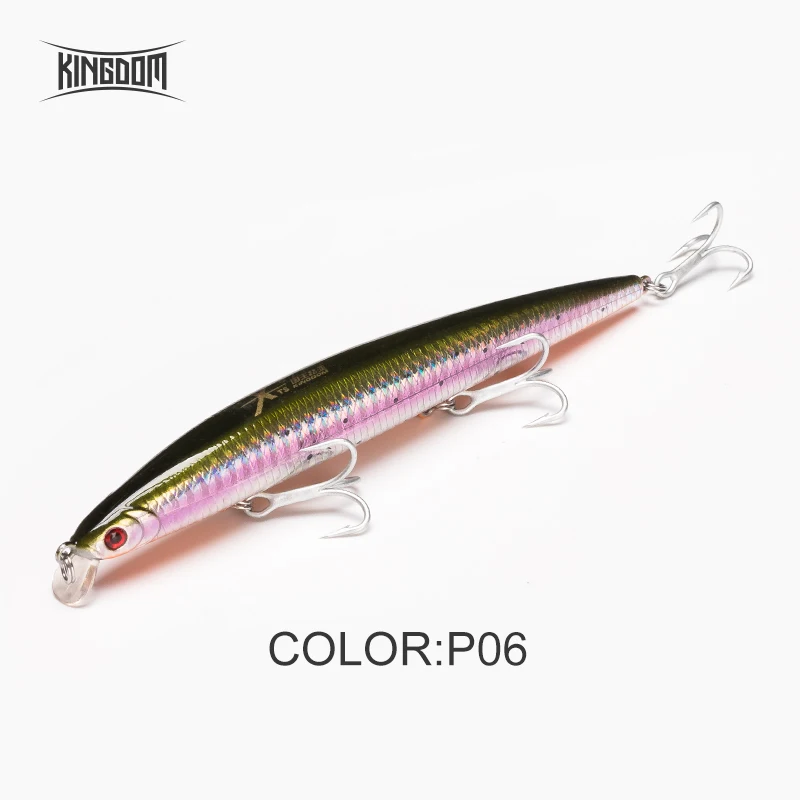 Kingdom Floating Minnow морская Рыбная приманка вобблер погремушка звук жесткая приманка искусственная Джеркбейт модель 5333 120 м, 14,5 г/143 мм, 21 г - Цвет: P06