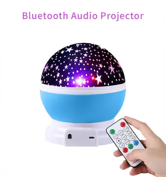 

New Remote Control Round Starlight Projection Lamp LED Dreamy Colorful Starry Sky Rotating Bluetooth Audio Projection Night Lamp