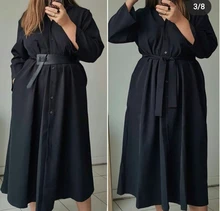 Summer Dresses Buttons V-Neck Lace-Up Oversize Colorfaith Women Spring Vintage Casual