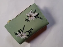 Billetera corta con estampado de flores para mujer, monedero pequeño con cremallera, tarjetero de cuero