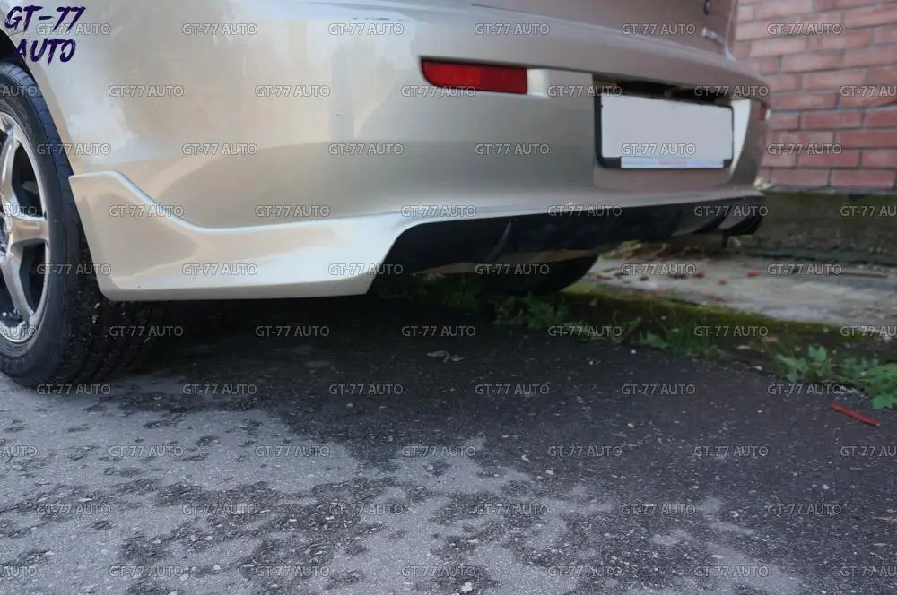 Декоративная накладка заднего бампера для Mitsubishi Lancer X 2007- задний диффузор защитный литой внешний материал АБС-пластик для одной или двух труб тюнинг стайлинг