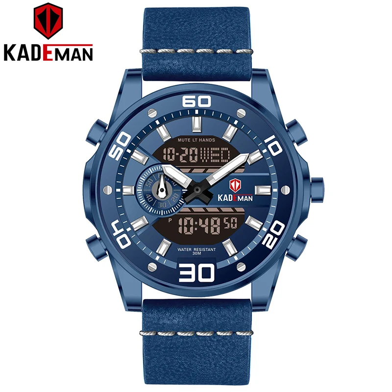 6156G-BE-BE-BE Kademan роскошные кожаные часы мужские военные спортивные кварцевые часы мужские лучшие продажи часы модные искусственная кожа аналоговые кварцевые часы - Цвет: 6156G-BE-BE-BE