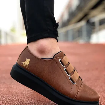 

BA0026 3 Bant Tan Black Thick Sole Casual Men Shoes