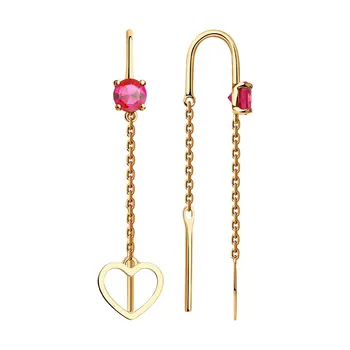 

Sokolov gold drop earrings,with stones, fashion jewelry, 585, women's male, long earrings