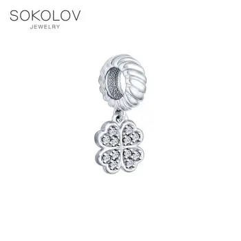

Charm Pendant SOKOLOV silver "Clover" fashion jewelry 925 women's male, pendants for neck women