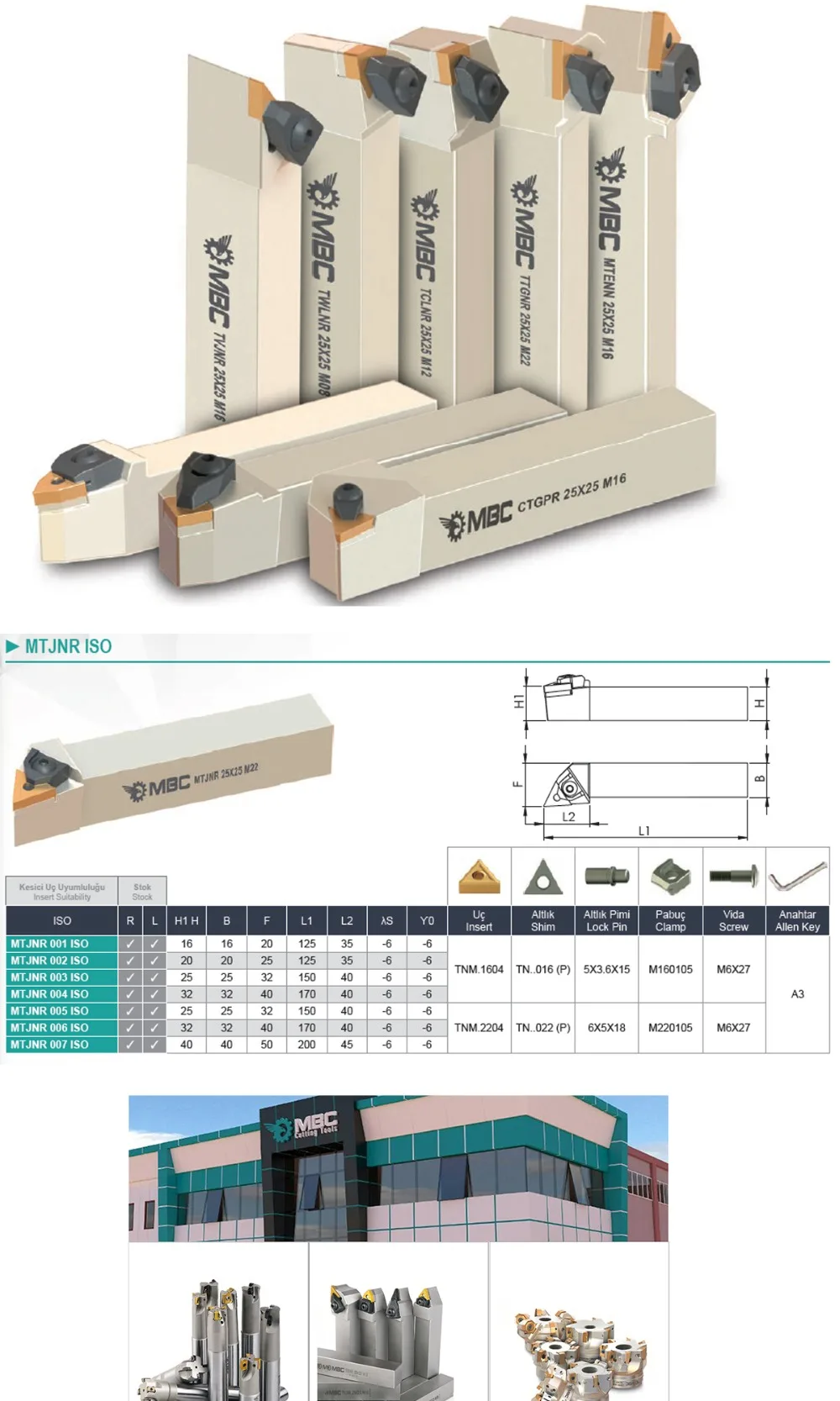 MTJNR 002 ISO M-SYSTEM EXTERNAL TURNING TOOLHOLDERS LEFT/RIGHT MTJNR 20X20 K16
