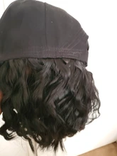 Peluca corta de pelo negro rizado para mujer, gorra de béisbol, fibra sintética resistente al calor, pelucas Bob