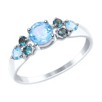 

Sokolov ring in white gold with Topaz, fashion jewelry, 585, women's male