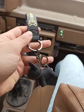 Moda Punk llavero de Bulldog Francés de cuero de la PU perro llaveros para las mujeres bolso colgante joyas baratija del coche de los hombres, anillo de clave de la cadena