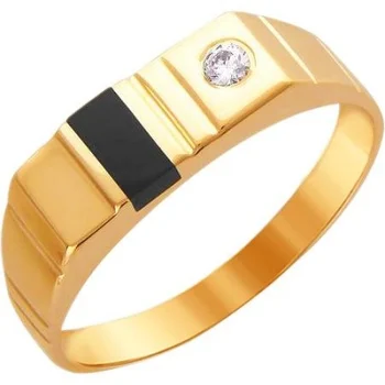 

Esthete print with cubic zirconia and Onyx in red gold