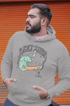

Angemiel Wear Skeleton Surfer Gray Men 'S Hooded Sweatshirt