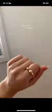 PerisBox Gold Silver Color Waterdrop Rings Asymmetric Double Circle Geometric Rings