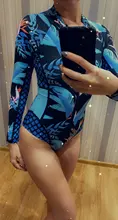 Bañador estampado de flores para mujer, una pieza, monokini, manga larga, traje de baño para surfear