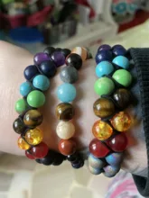 7 Chakra de roca de Lava pulsera de 8mm de doble capa fila ajustable Unisex piedra de Yoga sanación energética pulseras de piedra regalo de Navidad