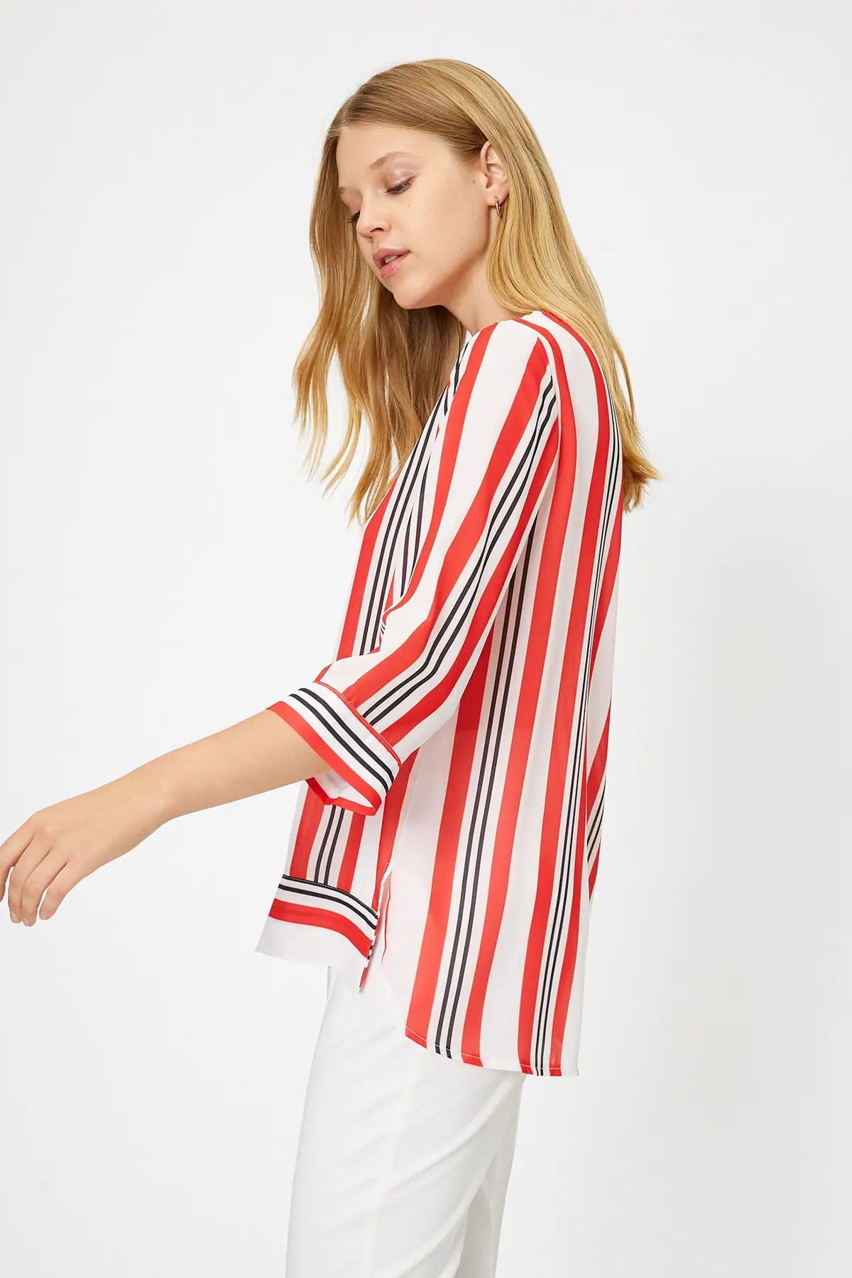 Coton женская красная блузка в полоску 0KAK68901PW