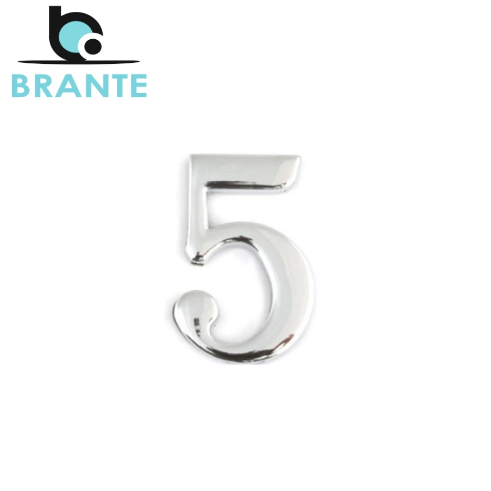 Цифра дверная BRANTE &quot5&quot на клеевой основе хром | Обустройство дома