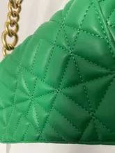 Bolso de hombro con cadena para mujer, bolsa de mano de cuero sintético verde suave, estilo Retro e informal, de alta calidad